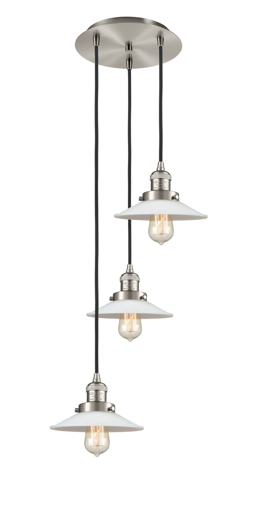 Innovations Lighting Halophane 9" Multi Pendant - Brushed Satin Nickel Pendants Innovations Lighting Matte White Halophane ; Glass Type: Frosted  