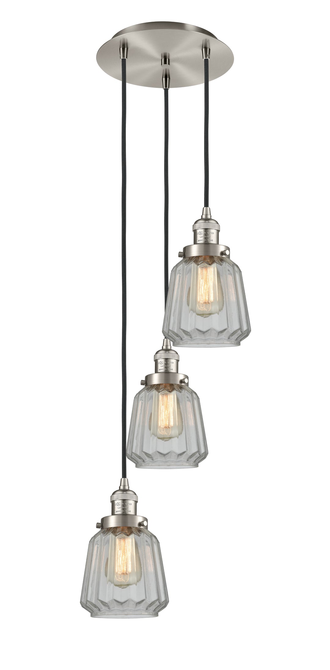 Innovations Lighting Chatham 6" Multi Pendant - Brushed Satin Nickel Pendants Innovations Lighting Clear ; Glass Type: Transparent; Ribbed  