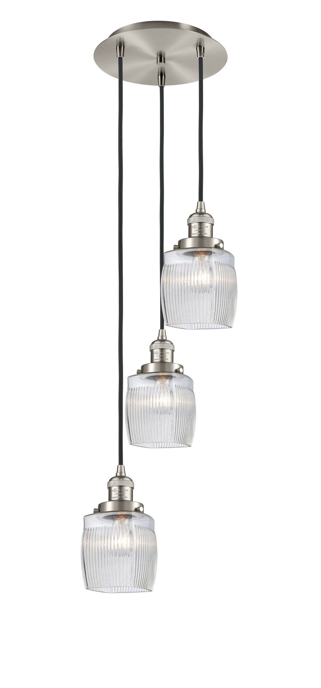 Innovations Lighting Colton 5.5" Multi Pendant - Brushed Satin Nickel Pendants Innovations Lighting Clear Halophane ; Glass Type: Transparent; Ribbed  