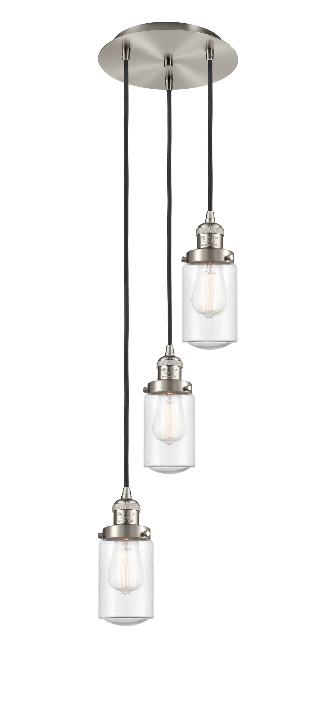 Innovations Lighting Dover 4.5" Multi Pendant - Brushed Satin Nickel Pendants Innovations Lighting Seedy ; Glass Type: Seedy  