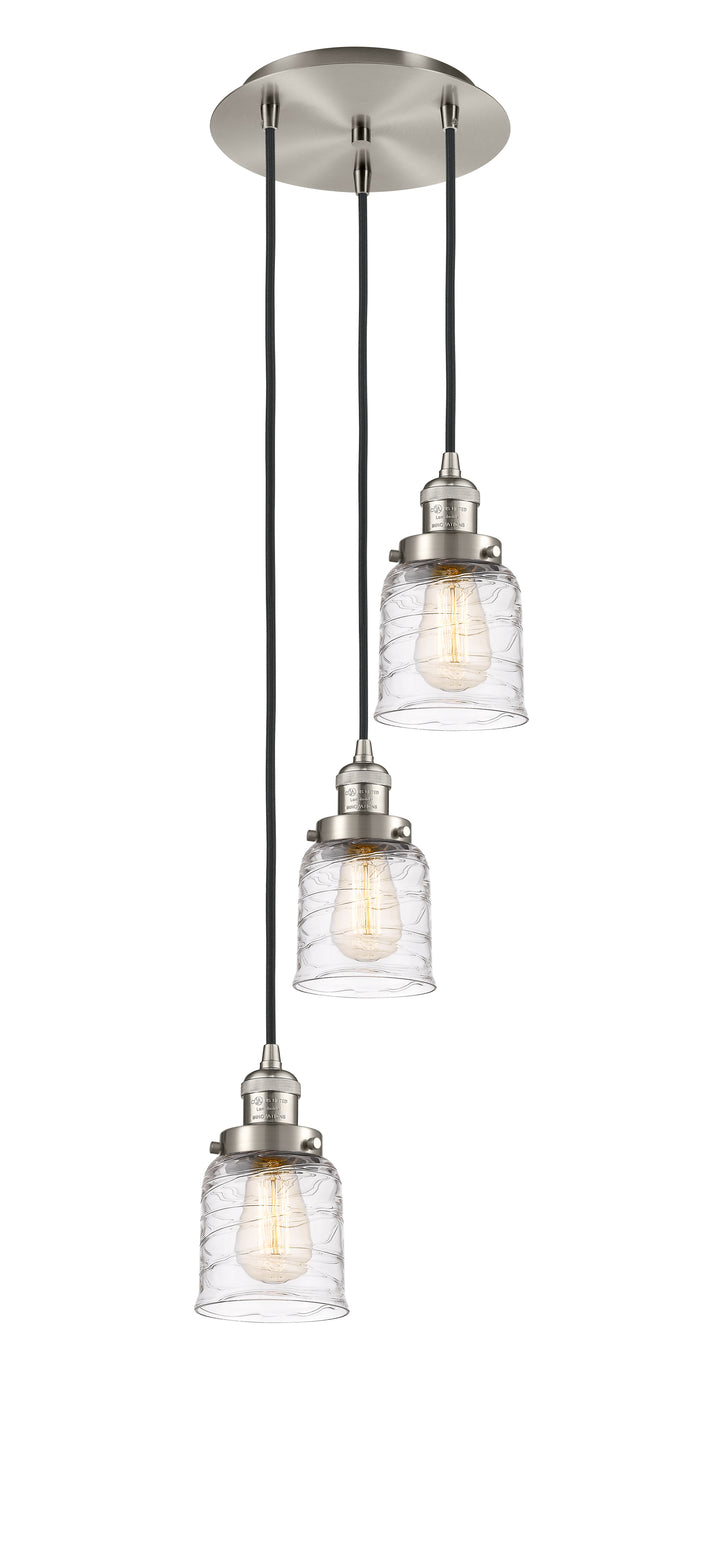 Innovations Lighting Bell 5" Multi Pendant Pendants Innovations Lighting Brushed Satin Nickel Clear Deco Swirl ; Glass Type: Transparent 