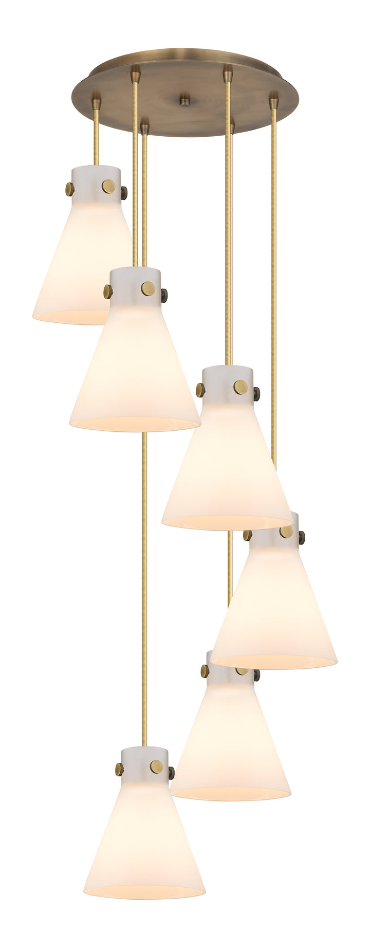 Innovations Lighting Newton Cone 8" Multi Pendant - Brushed Brass Pendants Innovations Lighting White ; Glass Type: Frosted  