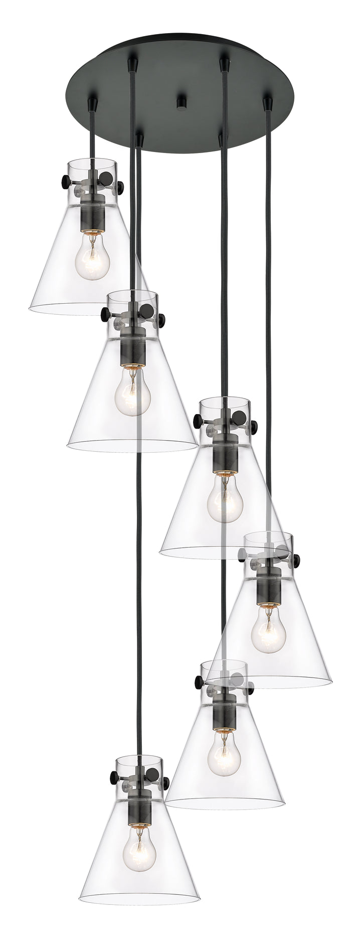 Innovations Lighting Newton Cone 8" Multi Pendant - Matte Black Pendants Innovations Lighting   