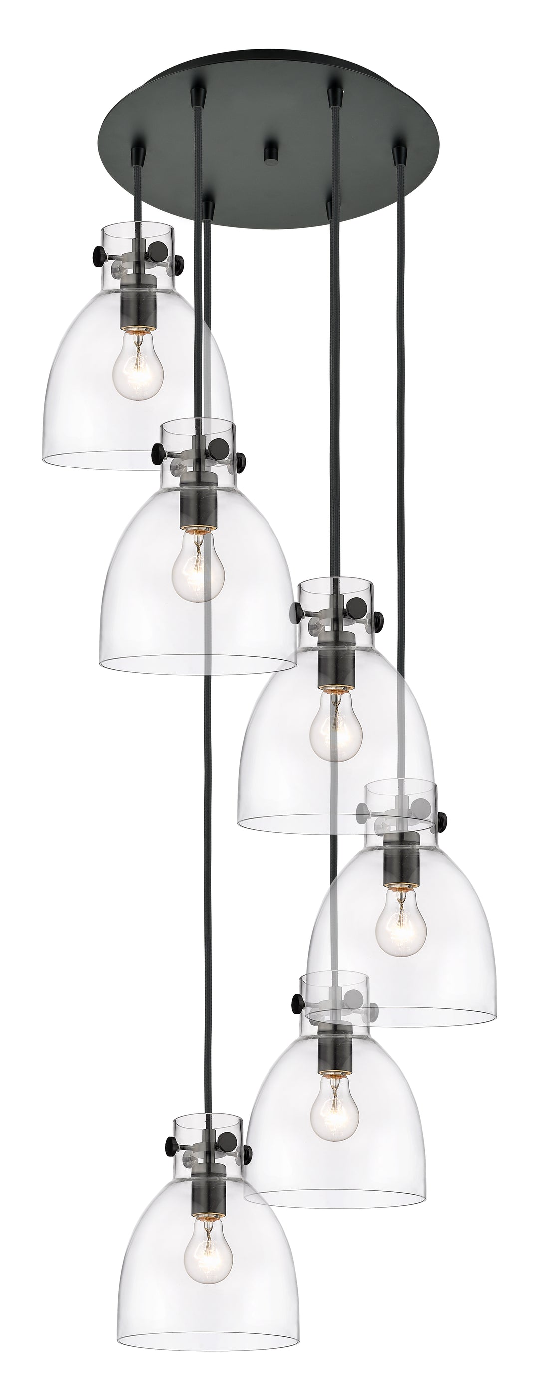 Innovations Lighting Newton Bell 8" Multi Pendant - Matte Black Pendants Innovations Lighting   