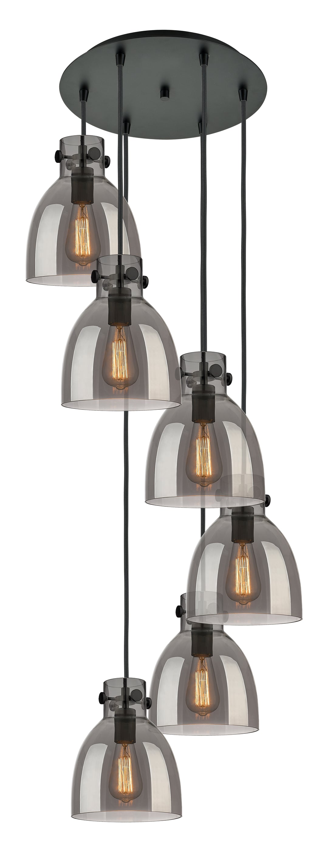 Innovations Lighting Newton Bell 8" Multi Pendant - Matte Black Pendants Innovations Lighting   