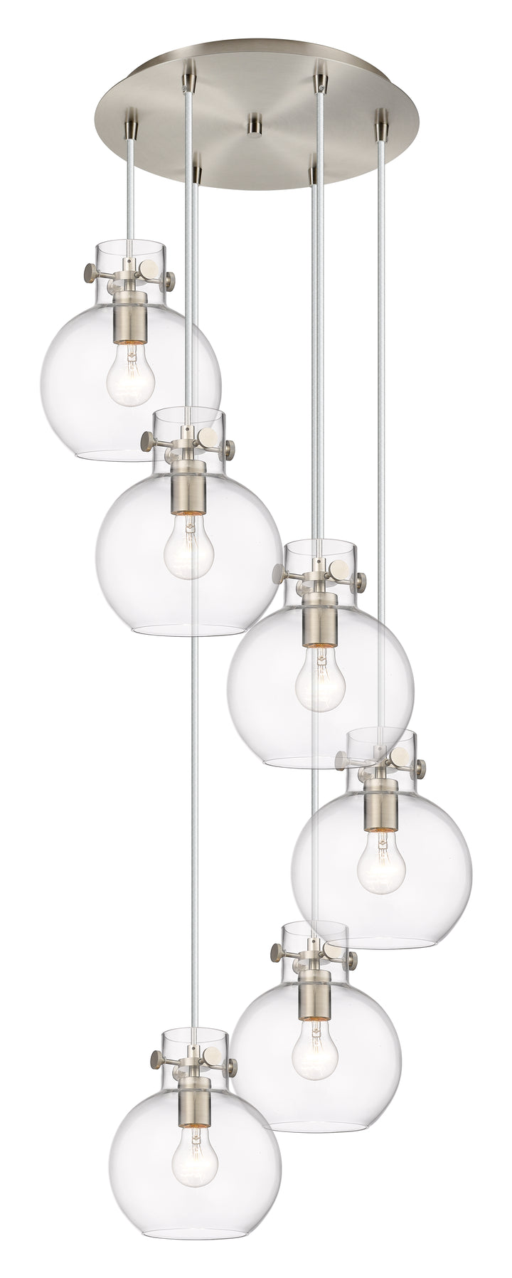 Innovations Lighting Newton Sphere 8" Multi Pendant - Brushed Satin Nickel Pendants Innovations Lighting Clear ; Glass Type: Clear  