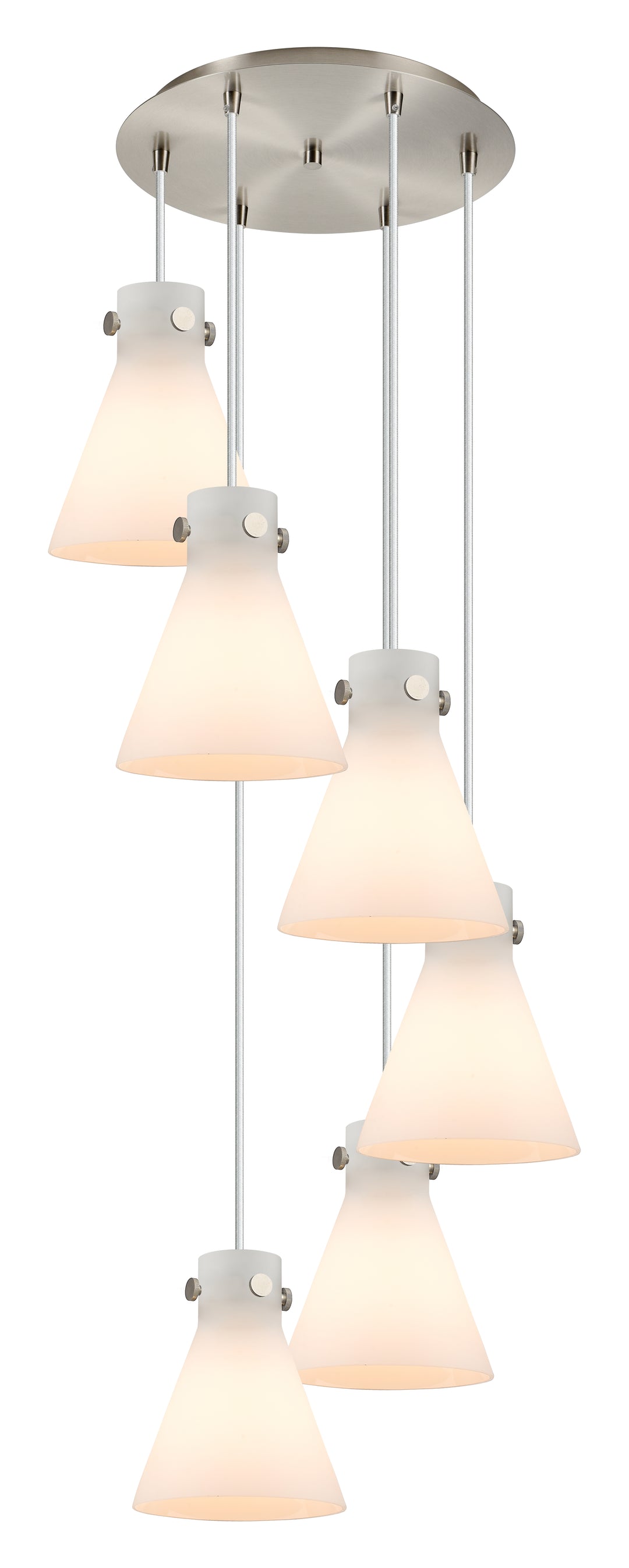 Innovations Lighting Newton Cone 8" Multi Pendant - Brushed Satin Nickel Pendants Innovations Lighting White ; Glass Type: Frosted  