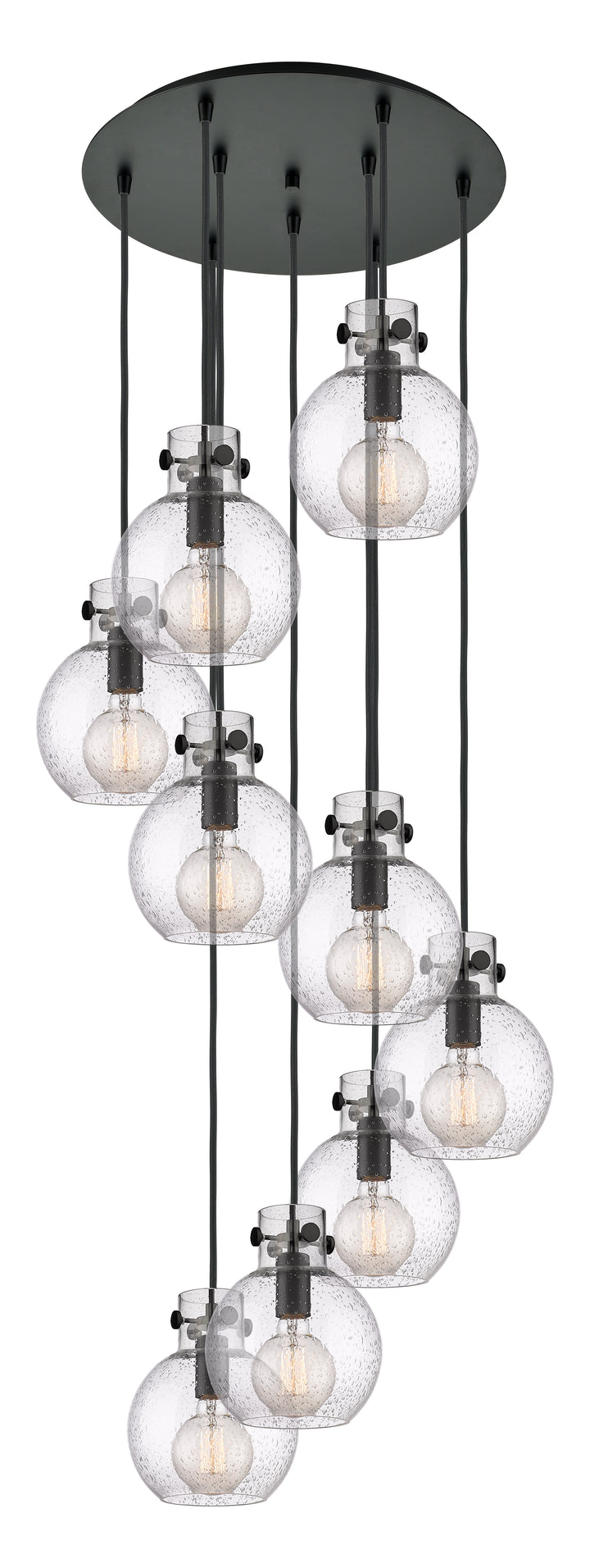 Innovations Lighting Newton Sphere 8" Multi Pendant - Matte Black Pendants Innovations Lighting Seedy ; Glass Type: Seeded  