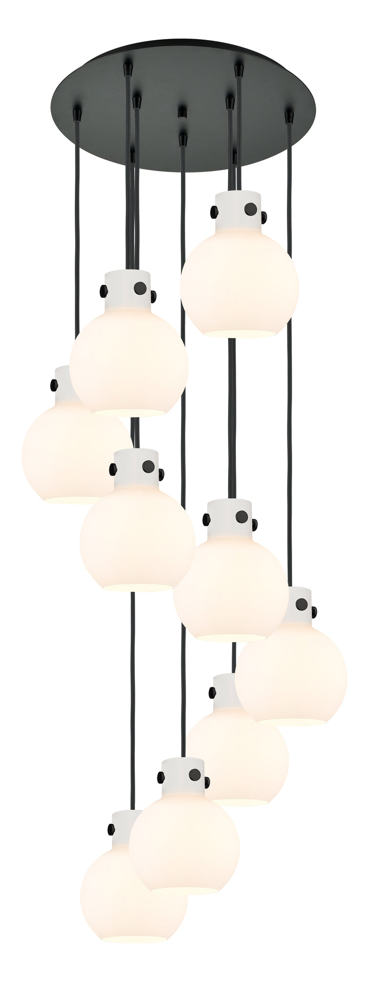 Innovations Lighting Newton Sphere 8" Multi Pendant - Matte Black Pendants Innovations Lighting White ; Glass Type: Frosted  