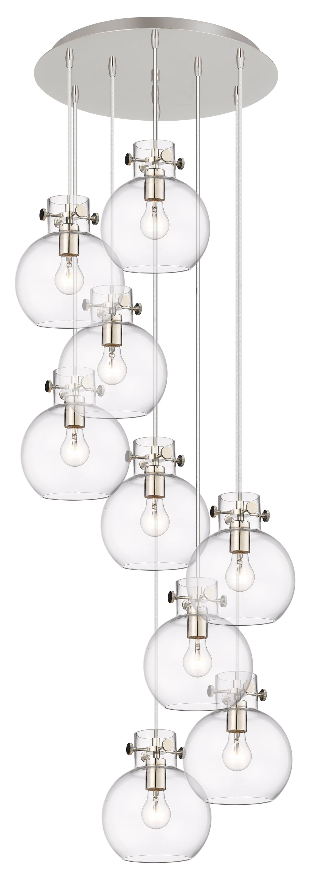 Innovations Lighting Newton Sphere 8" Multi Pendant - Polished Nickel Pendants Innovations Lighting Clear ; Glass Type: Clear  