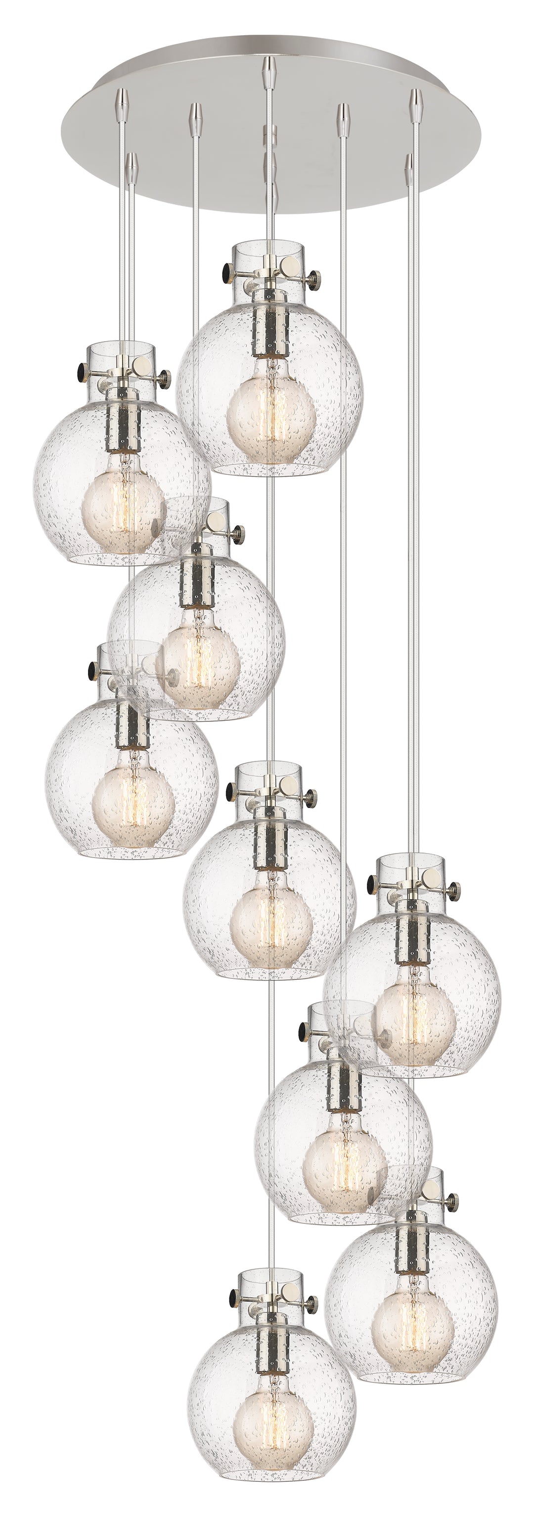 Innovations Lighting Newton Sphere 8" Multi Pendant - Polished Nickel Pendants Innovations Lighting Seedy ; Glass Type: Seeded  