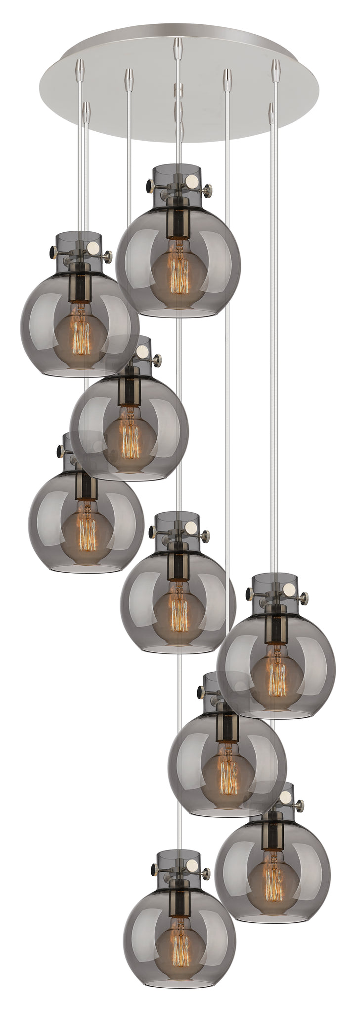 Innovations Lighting Newton Sphere 8" Multi Pendant - Polished Nickel Pendants Innovations Lighting Light Smoke ; Glass Type: Smoked  