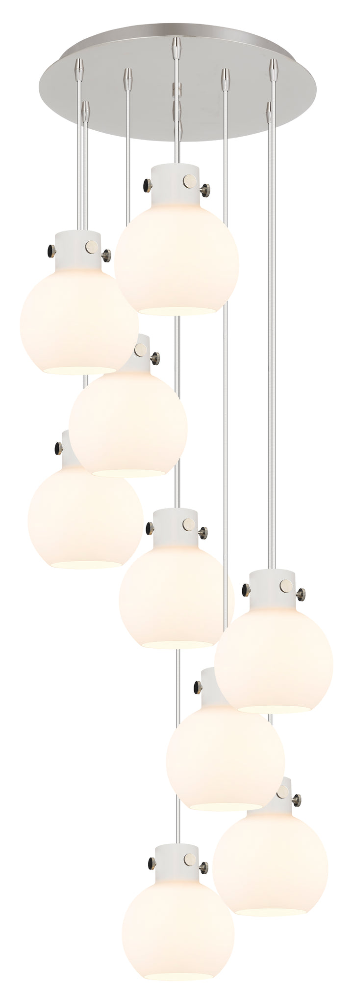 Innovations Lighting Newton Sphere 8" Multi Pendant - Polished Nickel Pendants Innovations Lighting White ; Glass Type: Frosted  