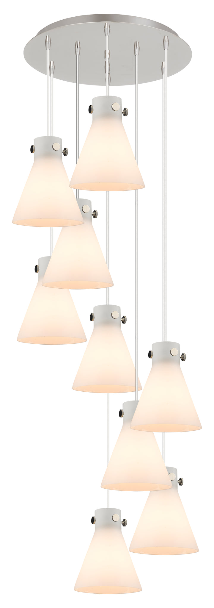 Innovations Lighting Newton Cone 8" Multi Pendant - Polished Nickel Pendants Innovations Lighting White ; Glass Type: Frosted  