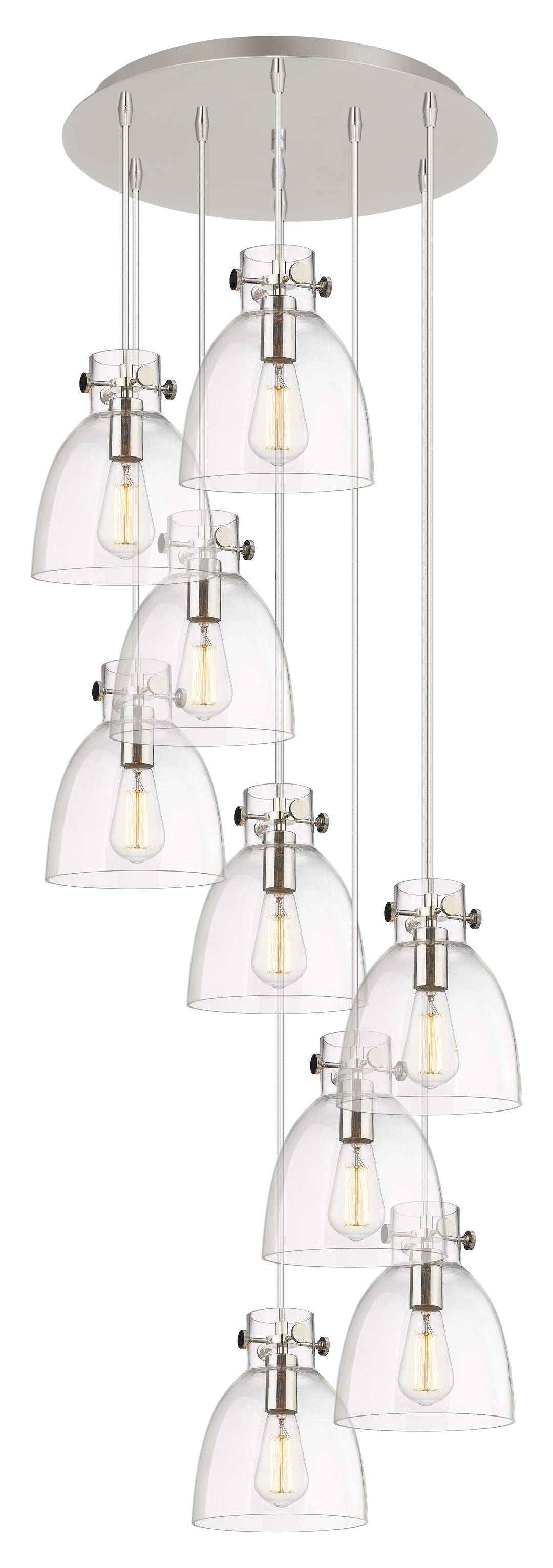 Innovations Lighting Newton Bell 8" Multi Pendant - Polished Nickel Pendants Innovations Lighting   