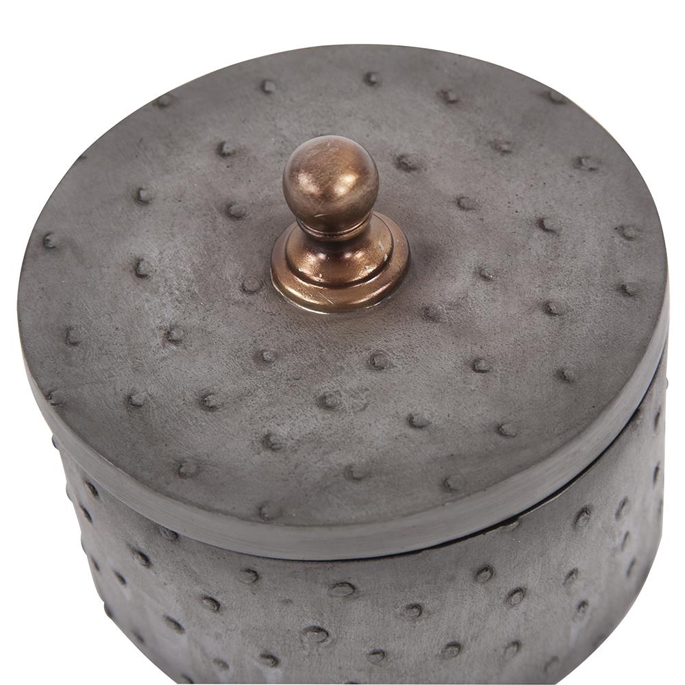 Howard Elliott Collection Round Faux Ostrich Skin Decorative Box, Small Decorative Accents Howard Elliott Collection   