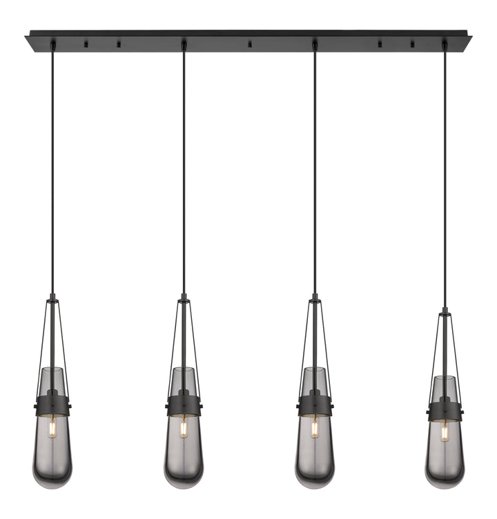 Innovations Lighting Milan 4" Linear Pendant - Matte Black Pendants Innovations Lighting Light Smoke ; Glass Type: Smoked  