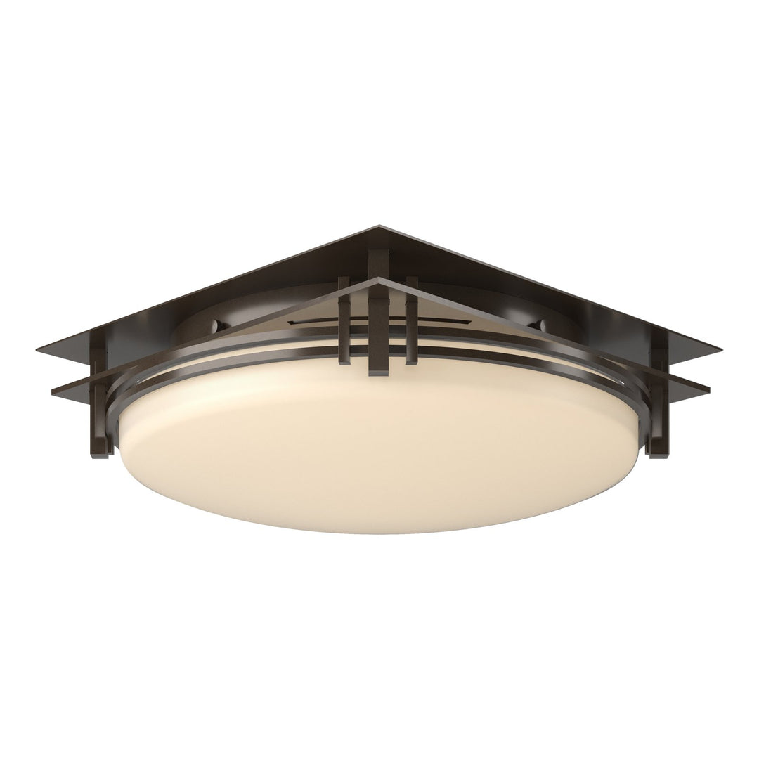 Banded Semi-Flush  Hubbardton Forge Bronze 13.6x13.6x4.75 Opal Glass (GG)