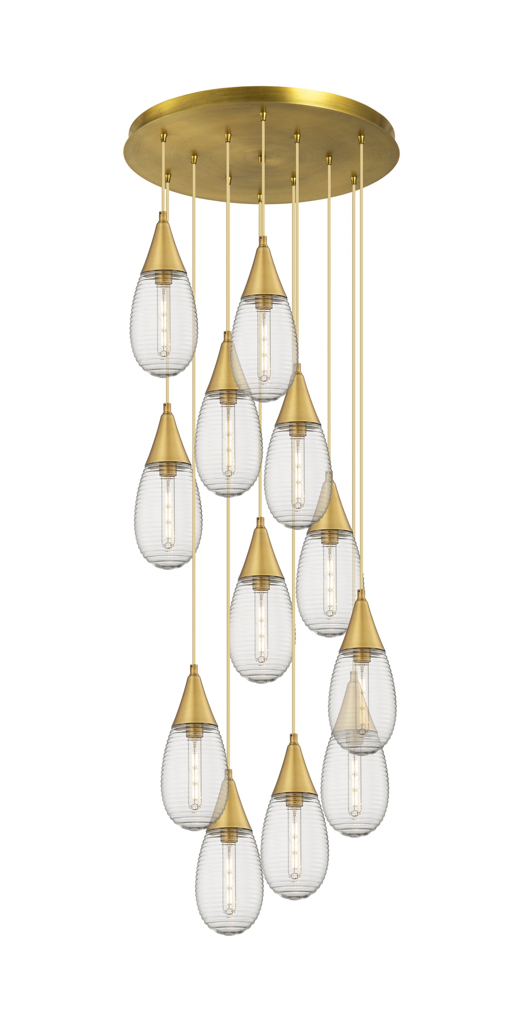 Innovations Lighting Malone 6" Multi Pendant - Brushed Brass Pendants Innovations Lighting Striped Clear ; Glass Type: Clear  