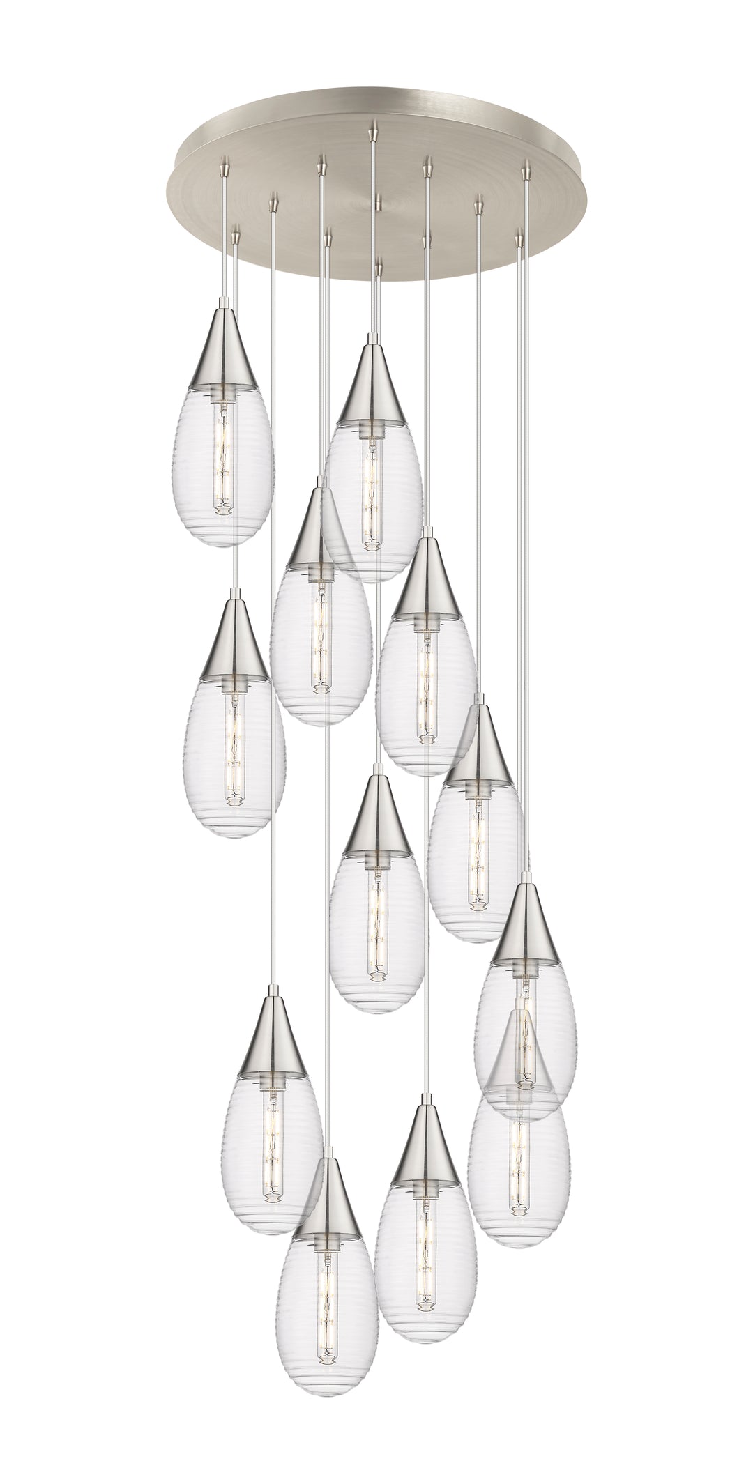 Innovations Lighting Malone 6" Multi Pendant - Brushed Satin Nickel Pendants Innovations Lighting Striped Clear ; Glass Type: Clear  