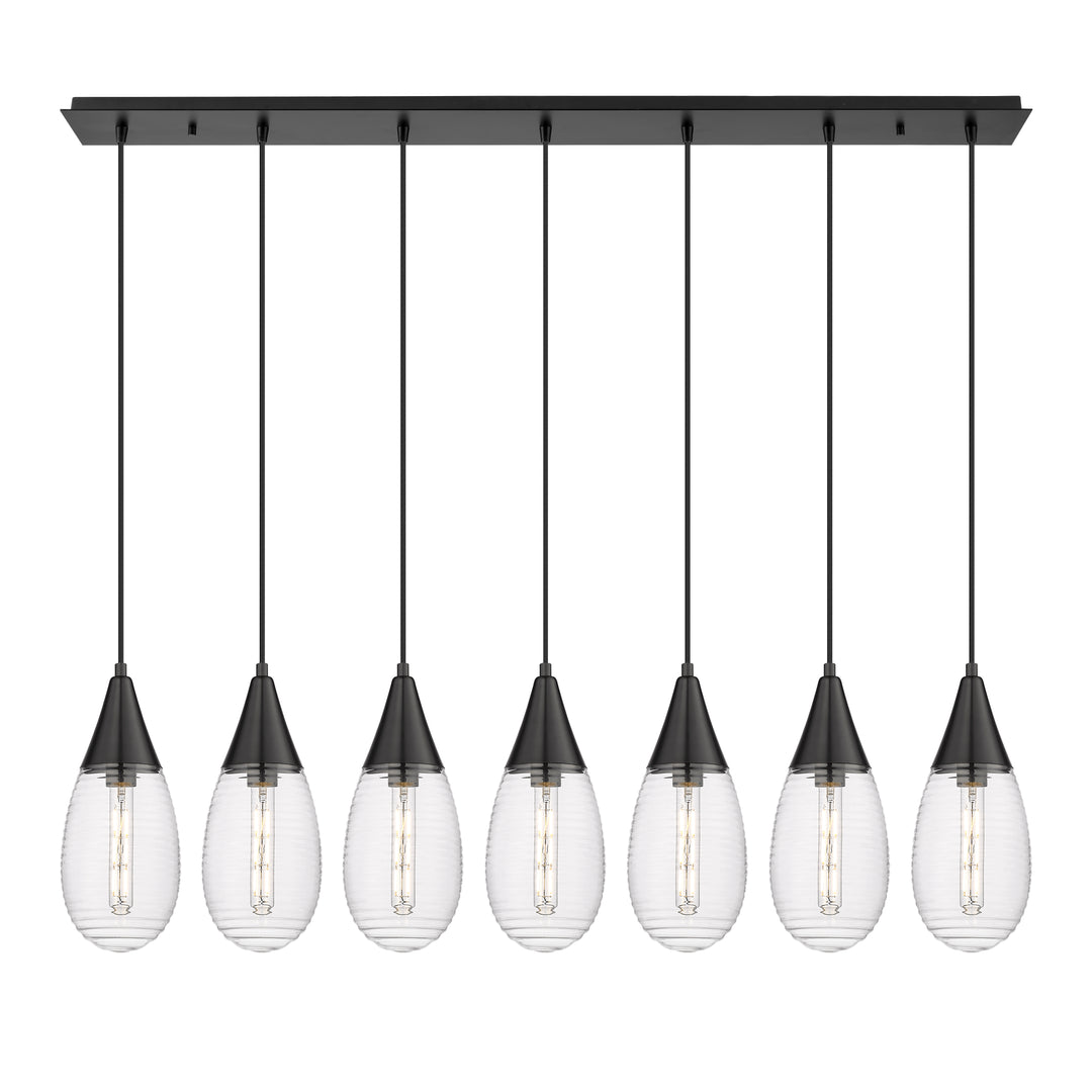 Innovations Lighting Malone 6" Linear Pendant - Matte Black Pendants Innovations Lighting Striped Clear ; Glass Type: Clear  