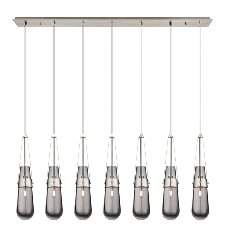 Innovations Lighting Milan 4" Linear Pendant - Brushed Satin Nickel Pendants Innovations Lighting Light Smoke ; Glass Type: Smoked  