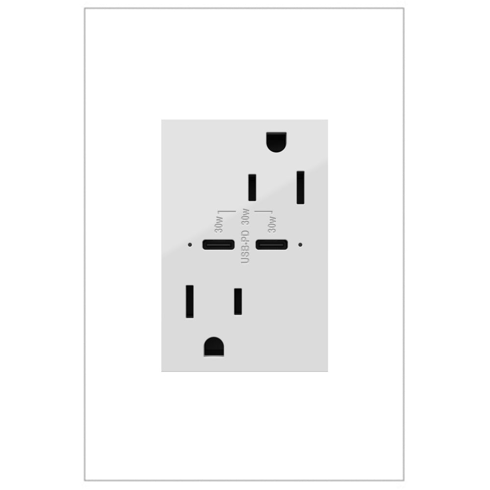 adorne® 15A Tamper-Resistant Ultra-Fast Plus Power Delivery USB Type-C/C Outlet  ǀ Legrand Receptacles Legrand White  