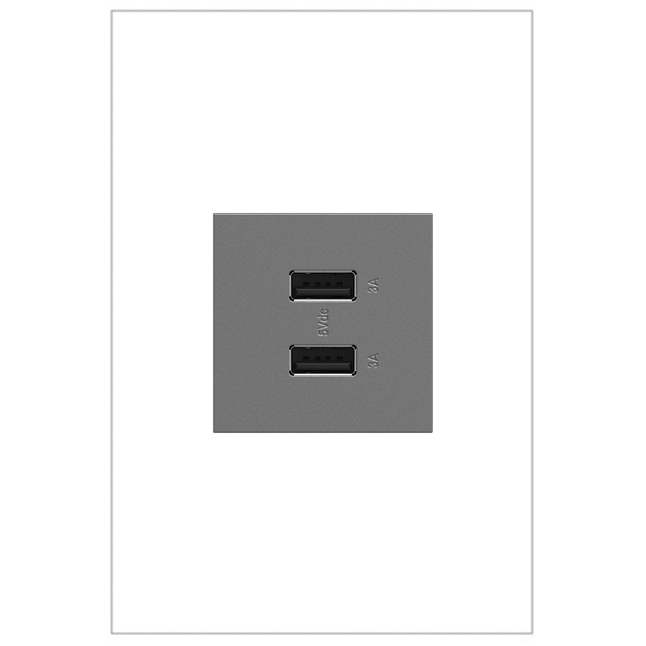 adorne Full-Size, A/A USB Outlet Lighting Controls Legrand Magnesium  