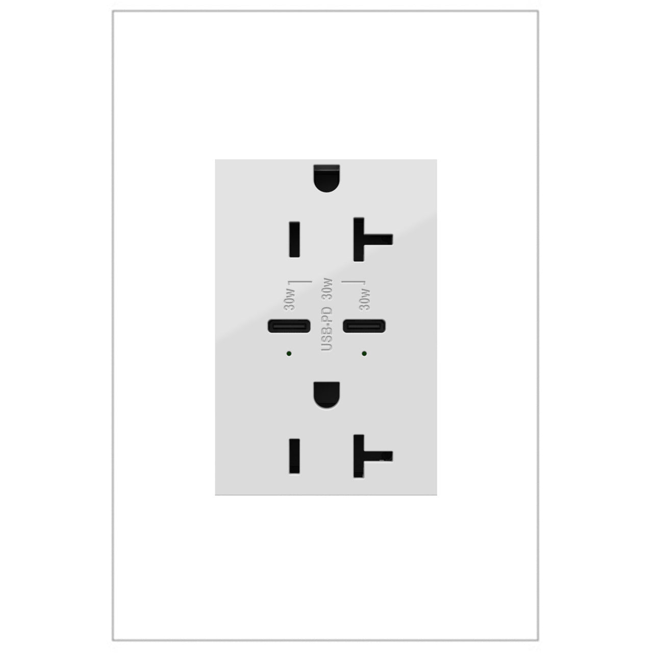 adorne® 20A Tamper-Resistant Ultra-Fast Plus Power Delivery USB Type-C/C Outlet  ǀ Legrand Lighting Controls Legrand White  