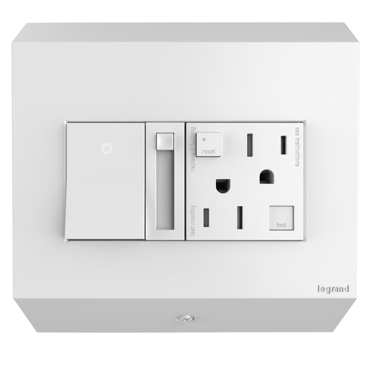 Legrand Control Box with Paddle Dimmer and 15A GFCI Lighting Controls Legrand White  