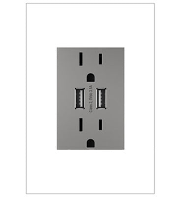 Legrand Dual USB Plus-Size Outlet Combo Lighting Controls Legrand Magnesium  