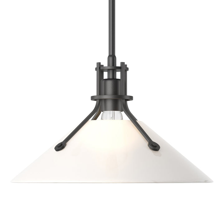 Henry Glass Shade Pendant Pendants Hubbardton Forge Black 14.4x8.9 Frosted Glass (FD)