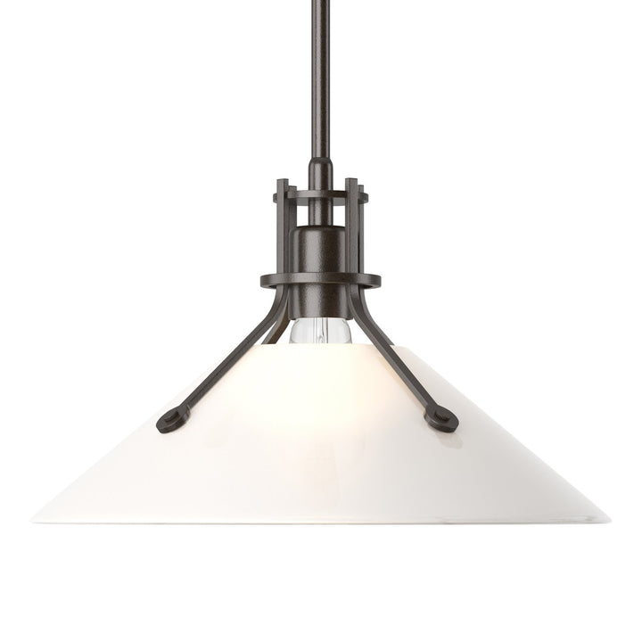 Henry Glass Shade Pendant Pendants Hubbardton Forge Oil Rubbed Bronze 14.4x8.9 Frosted Glass (FD)