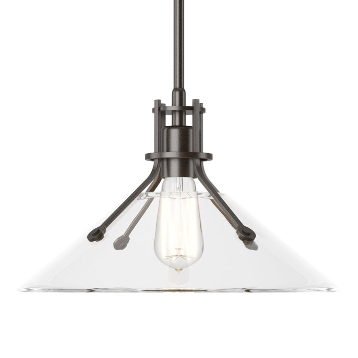 Henry Glass Shade Pendant Pendants Hubbardton Forge Oil Rubbed Bronze 14.4x8.9 Clear Glass (ZM)