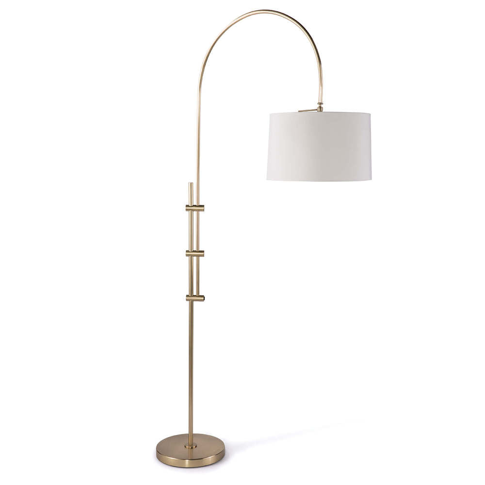 Regina Andrew  Arc Floor Lamp With Fabric Shade (Natural Brass) Lamp Regina Andrew   