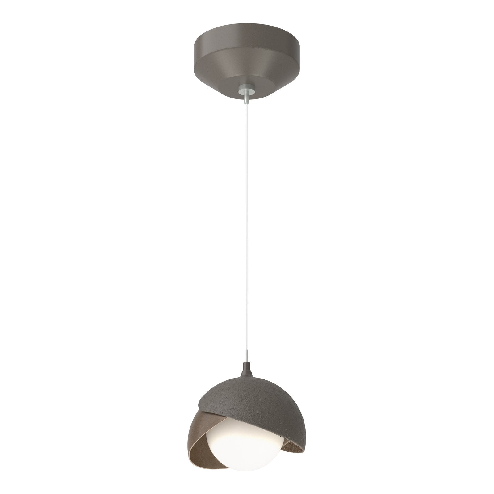 Brooklyn Double Shade Mini Pendant Mini Pendant Hubbardton Forge Dark Smoke & Bronze 6x6.5 Opal Glass (GG)