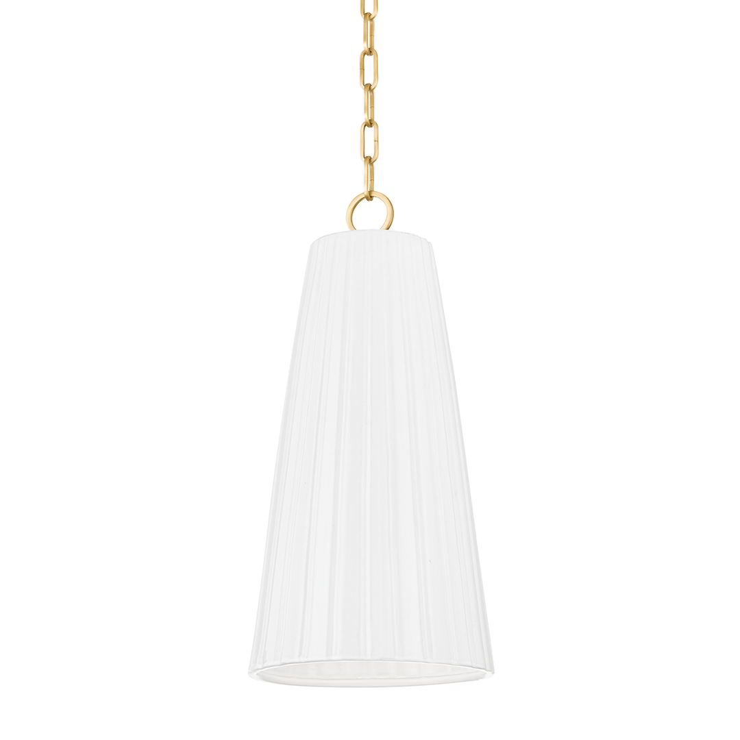 Hudson Valley Lighting Treman Pendant Pendants Hudson Valley Lighting AGED BRASS/CERAMIC GLOSS WHITE  