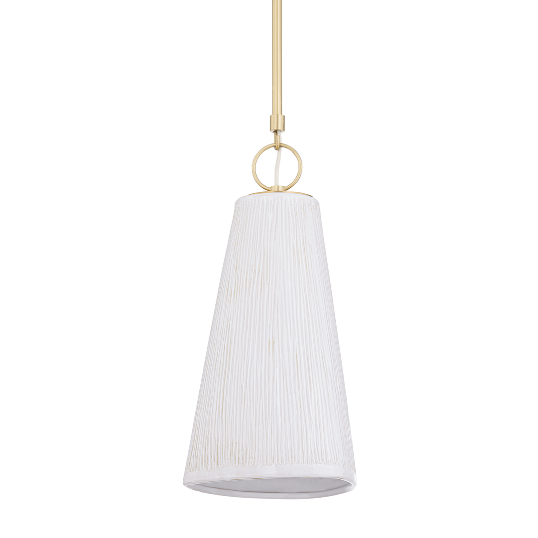 Hudson Valley Lighting Dryden Pendant Pendants Hudson Valley Lighting AGED BRASS/CERAMIC STRIA IVORY  