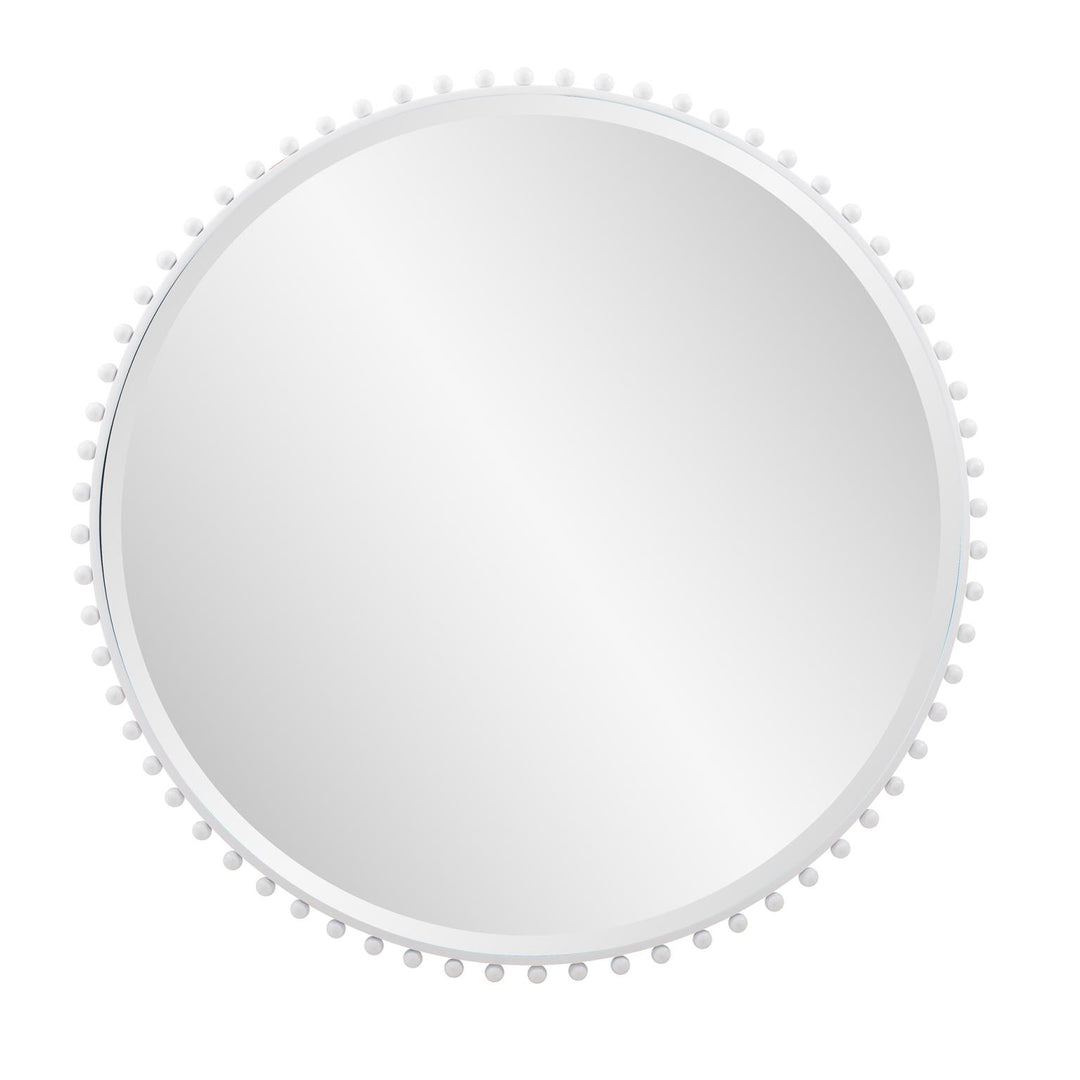 Howard Elliott Collection Bellfore Beaded Round Matte White Mirror Mirrors Howard Elliott Collection   