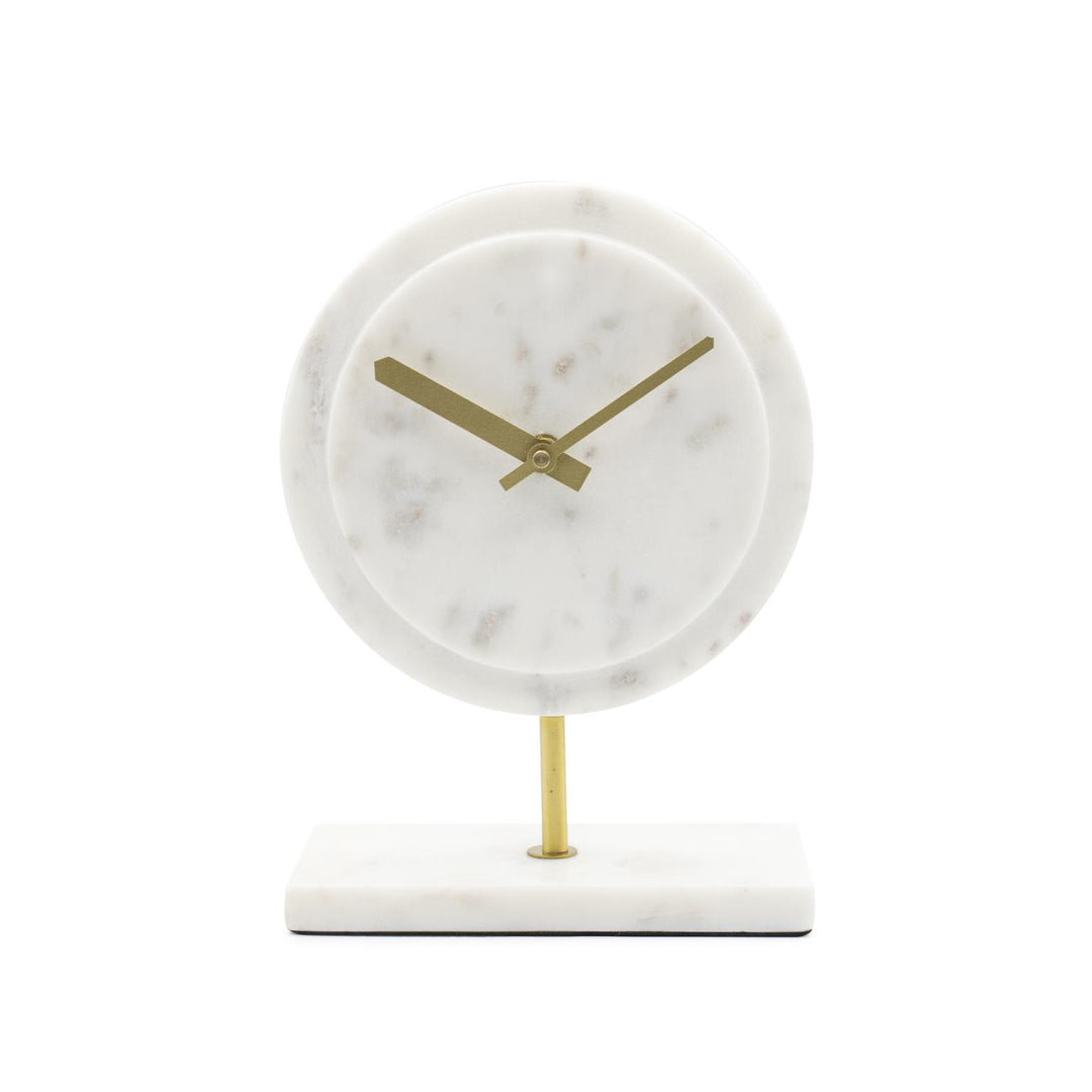 Howard Elliott Collection Piero White Marble Clock Clocks Howard Elliott Collection   