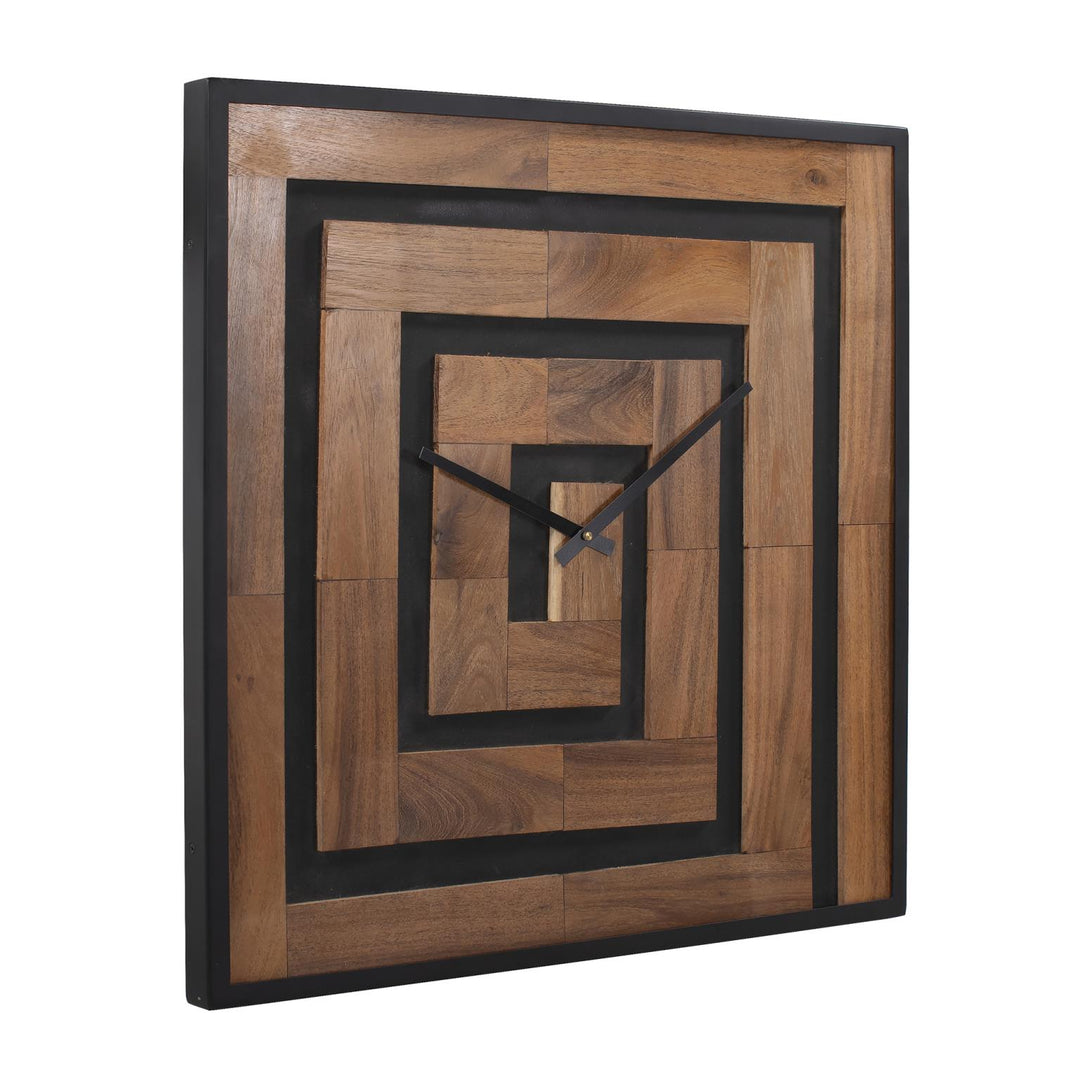 Howard Elliott Collection Helix Wooden Square Clock Clocks Howard Elliott Collection   