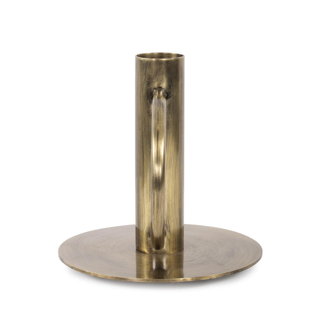 Howard Elliott Collection Italo Tall Antique Brass Candle Holder with Handle Decorative Accents Howard Elliott Collection   