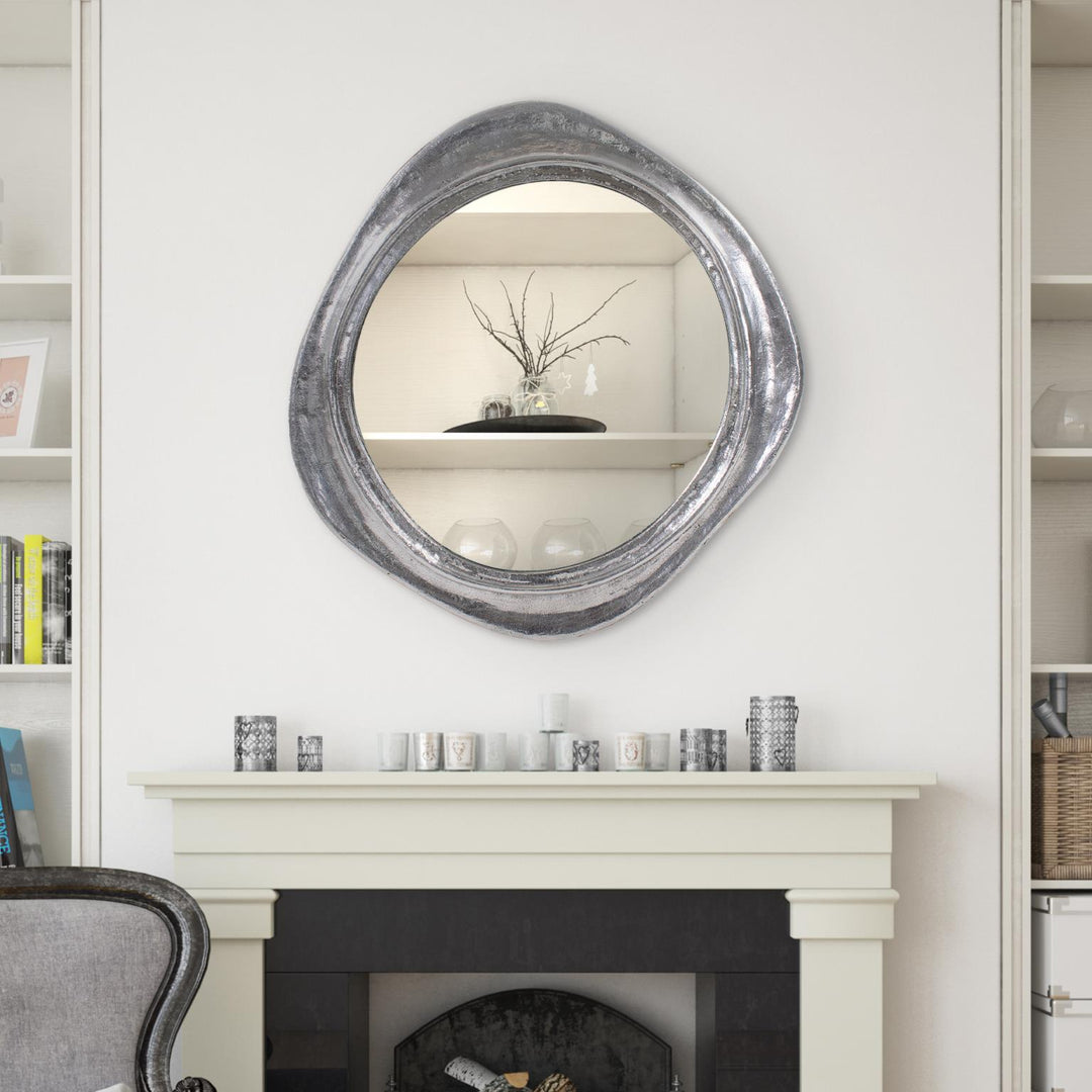 Howard Elliott Collection Martine Abstract Cast Iron Mirror in Silver Mirrors Howard Elliott Collection   