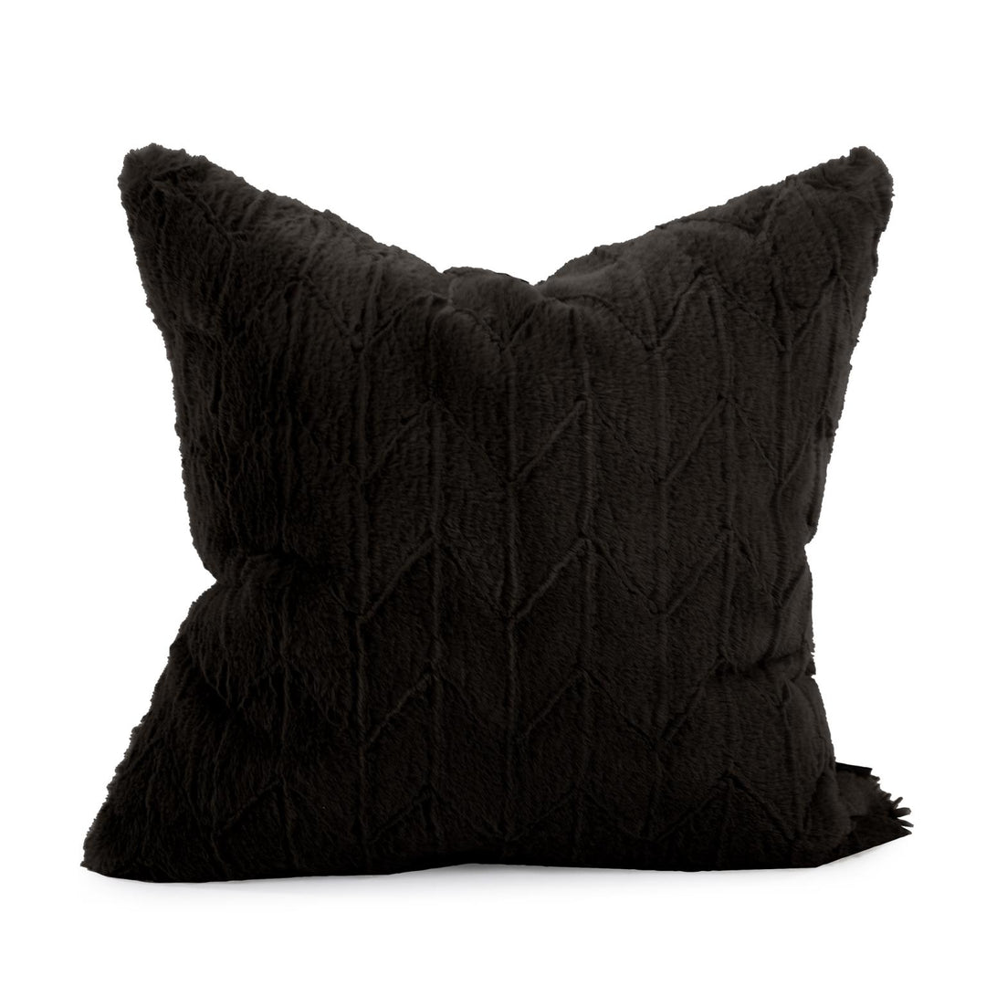 Howard Elliott Collection 20 x 20 Angora Ebony Pillow  - Poly Insert Pillows Howard Elliott Collection   