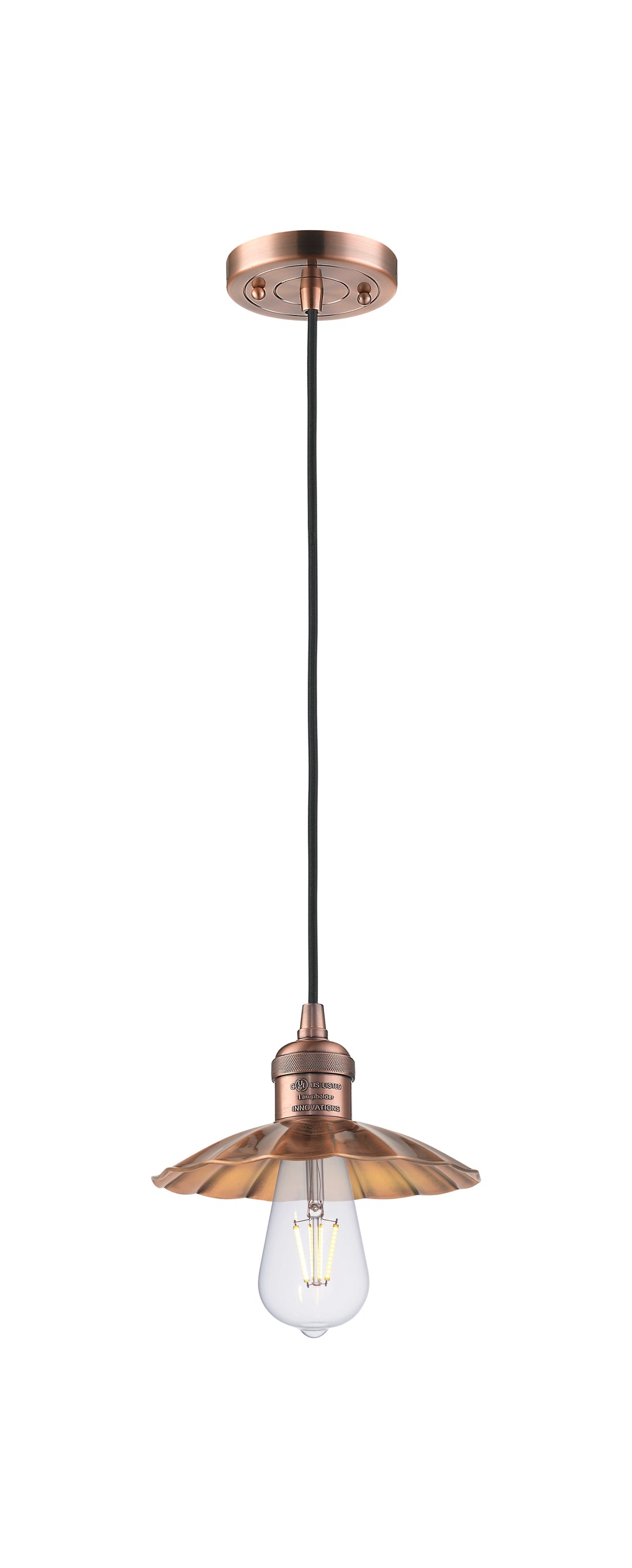 Innovations Lighting Scallop 7.5" Mini Pendant - Antique Copper