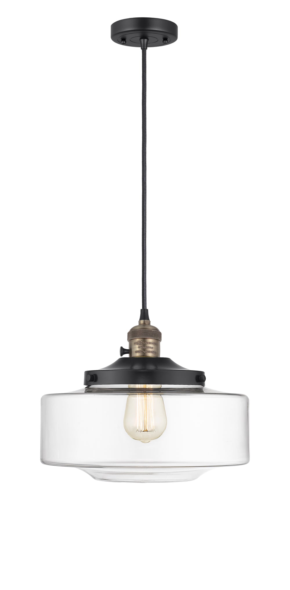 Innovations Lighting Bridgeton 12" Mini Pendant - Black Antique Brass Mini-Pendants Innovations Lighting   