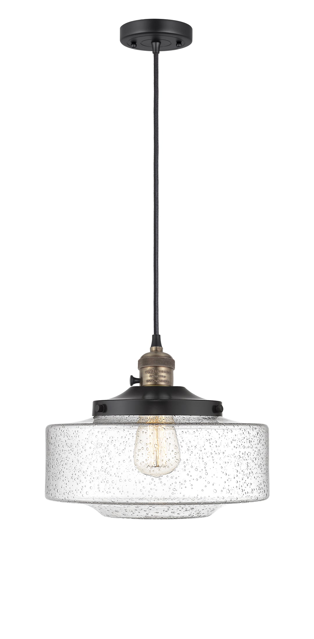 Innovations Lighting Bridgeton 12" Mini Pendant - Black Antique Brass Mini-Pendants Innovations Lighting   