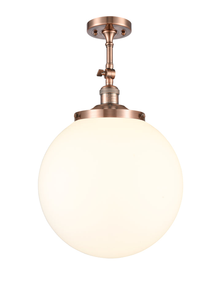 Innovations Lighting Beacon 14" Semi-Flush Mount - Antique Copper Ceiling Semi Flush Mounts Innovations Lighting Matte White ; Glass Type: Frosted  