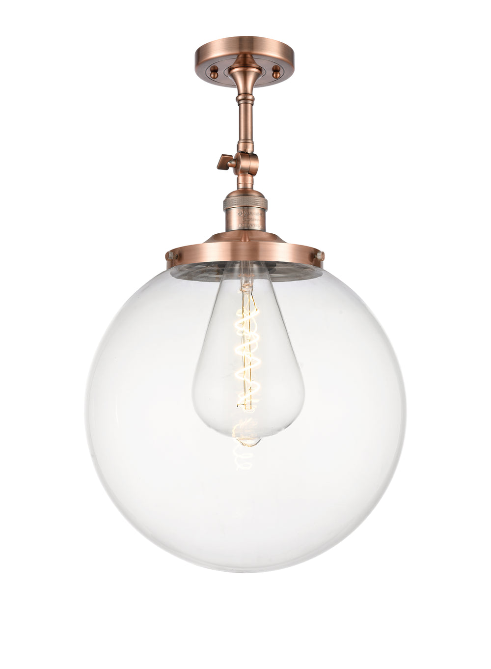 Innovations Lighting Beacon 14" Semi-Flush Mount - Antique Copper Ceiling Semi Flush Mounts Innovations Lighting Clear ; Glass Type: Transparent  