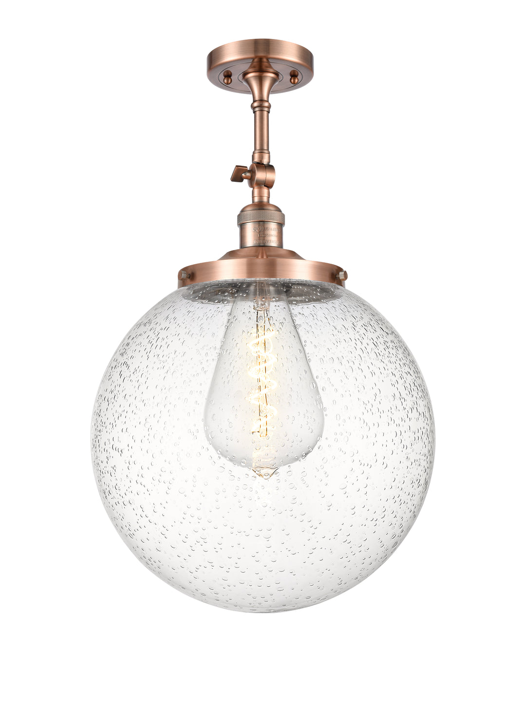 Innovations Lighting Beacon 14" Semi-Flush Mount - Antique Copper Ceiling Semi Flush Mounts Innovations Lighting Seedy ; Glass Type: Seeded  